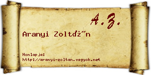 Aranyi Zoltán névjegykártya