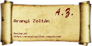 Aranyi Zoltán névjegykártya